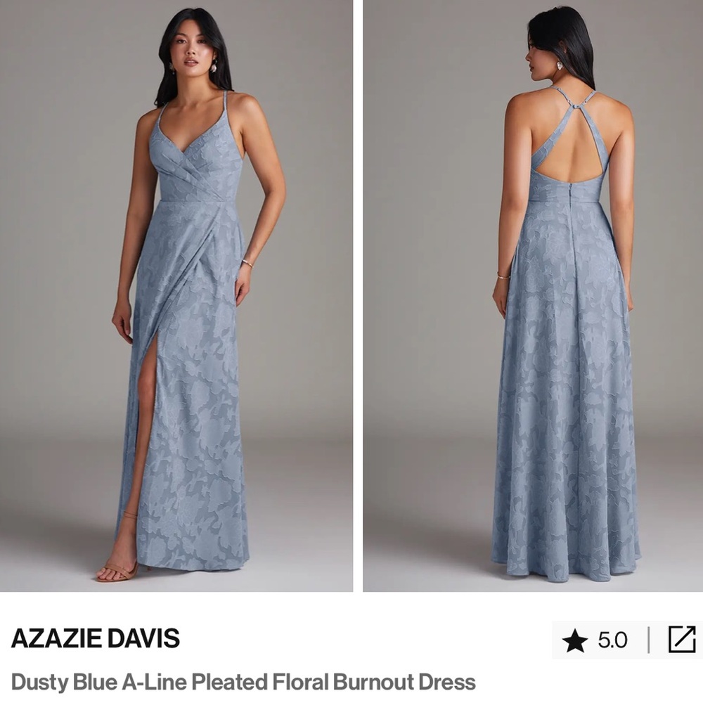 Azazie Davis Dusty Blue A-Line Dress